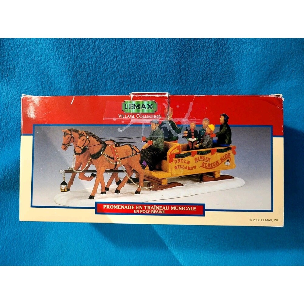 VTG 2000 Lemax Village Collection  Singin' Sleigh Ride Horses #03330A W/BOX